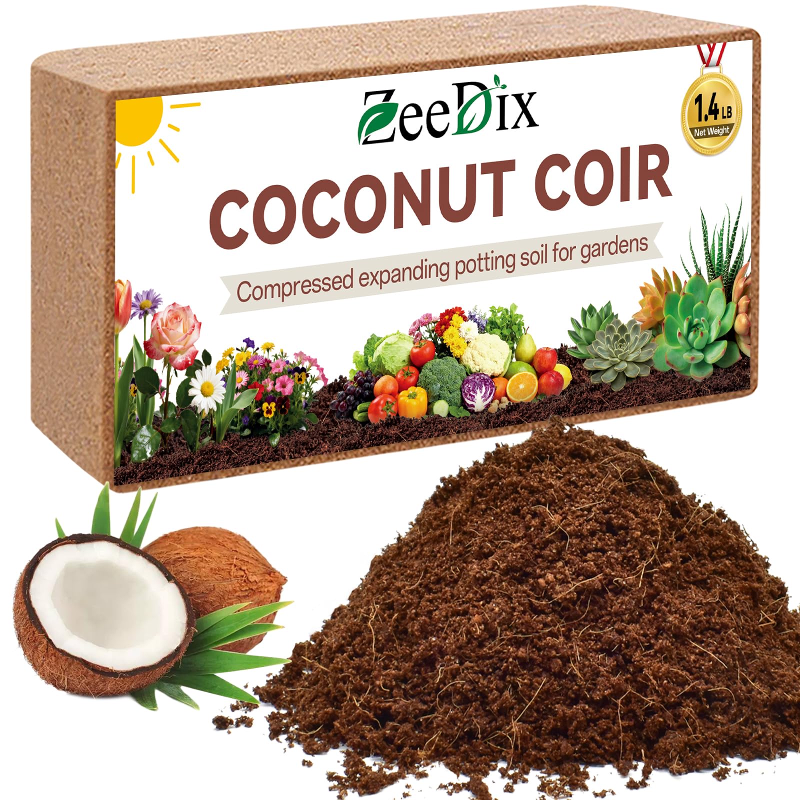 Amazon.com : ZeeDix Compressed Coco Coir Brick for Plants